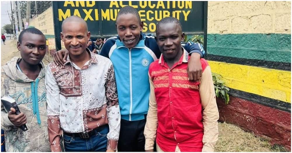 Babu Owino with three boys released from Industrial Area Prison