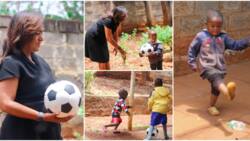 Esther Passaris Gifts Ghetto Kids Ball After Spotting Them Playing Football with Plastic Bottle