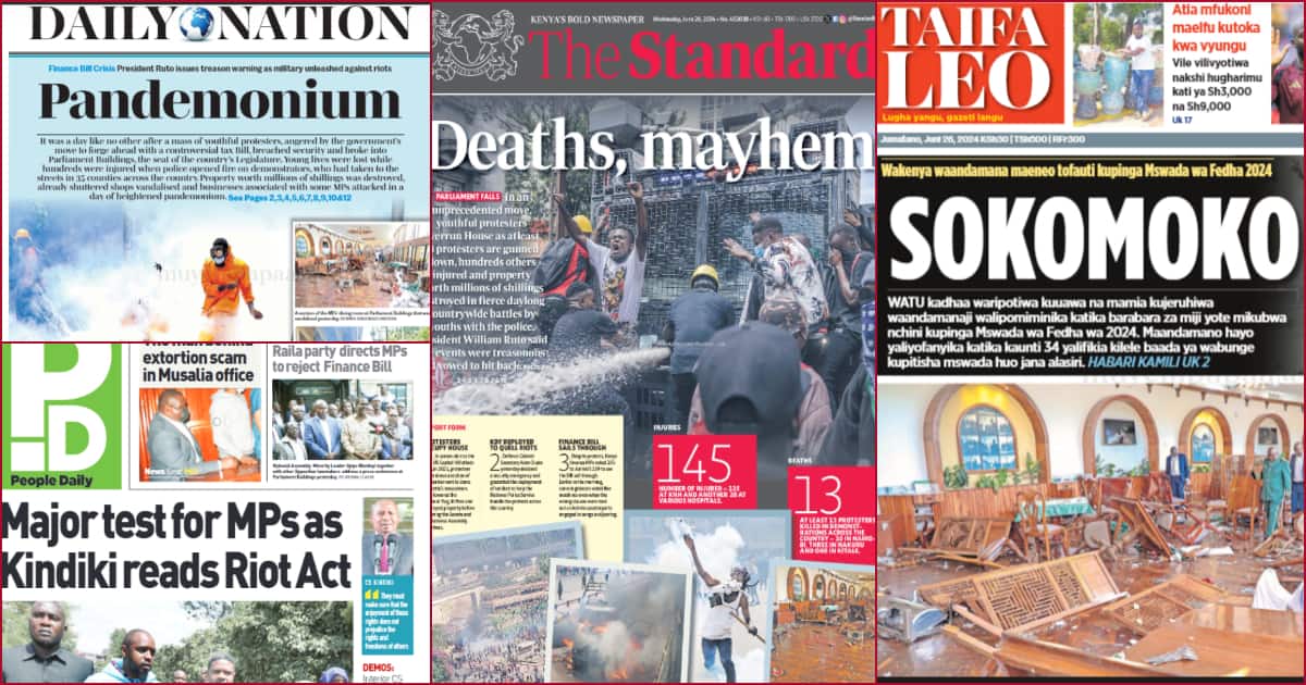 Kenyan Newspapers Review, June 26: Police Rush to Bar Protesters from Storming Mombasa State House