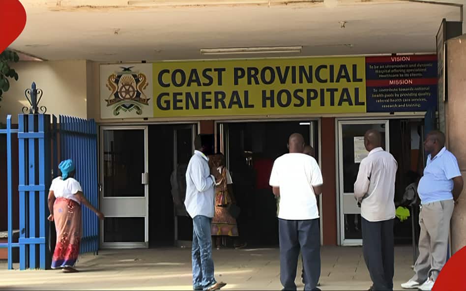 Members of the public outside the Coast Provincial General Hospital.