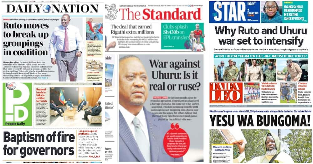 Kenyan newspapers for Thursday, February 2.