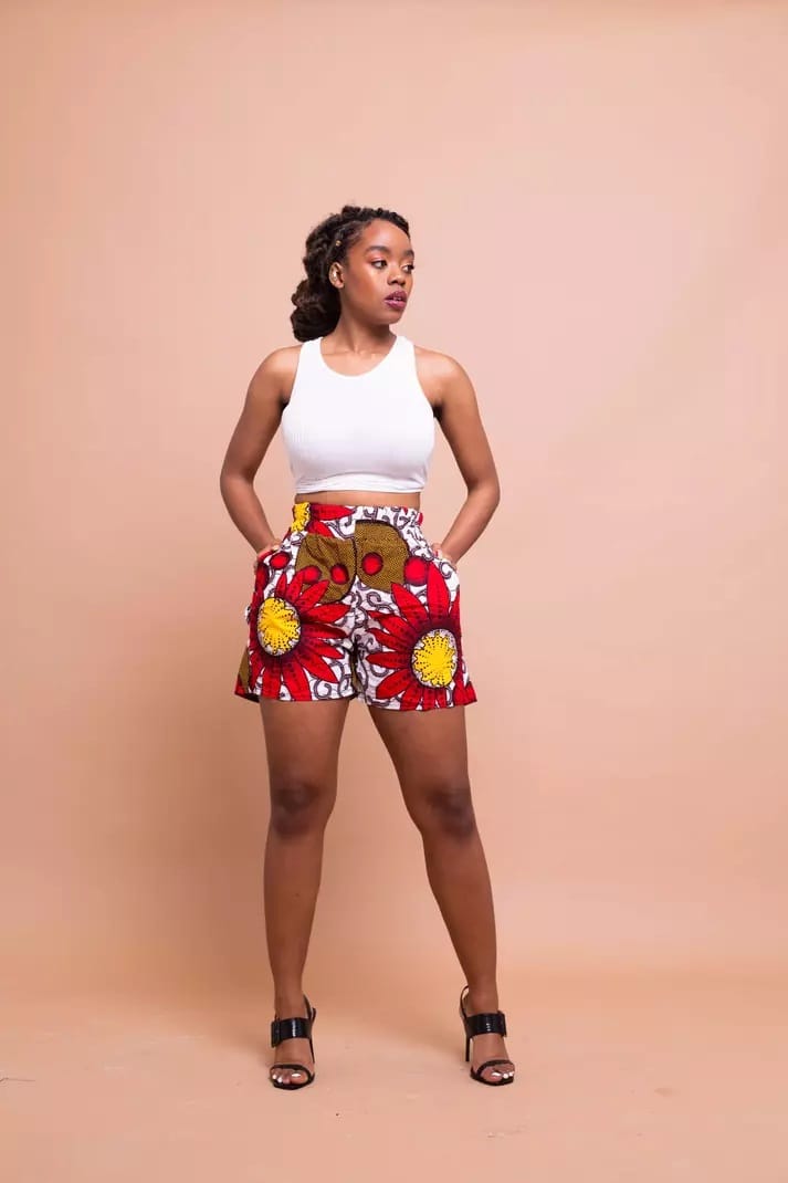 High-waist Ankara shorts and tops for ladies