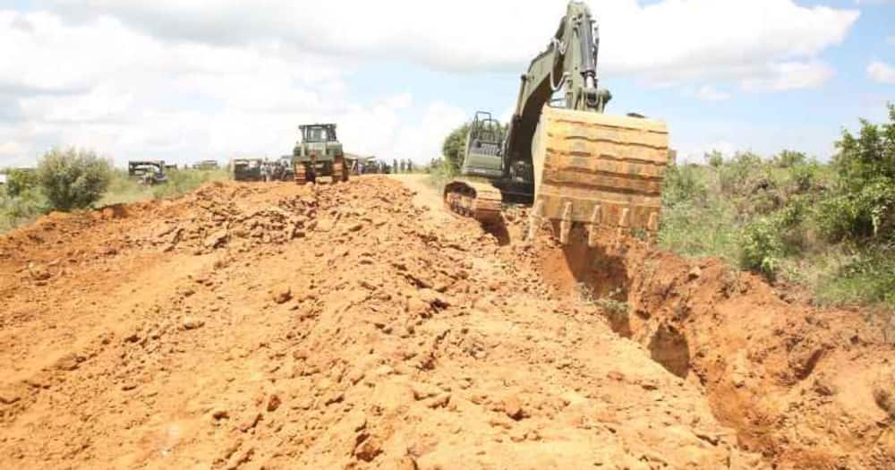 KDF soldiers have been digging trenches in Ol-Moran, Laikipia county. Photo: The Standard.