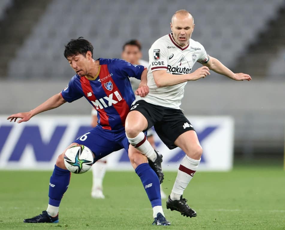Kobe are aiming to win the continental title for the first time and have assembled a star-studded squad built around World Cup winner and former Barcelona star Andres Iniesta (right)