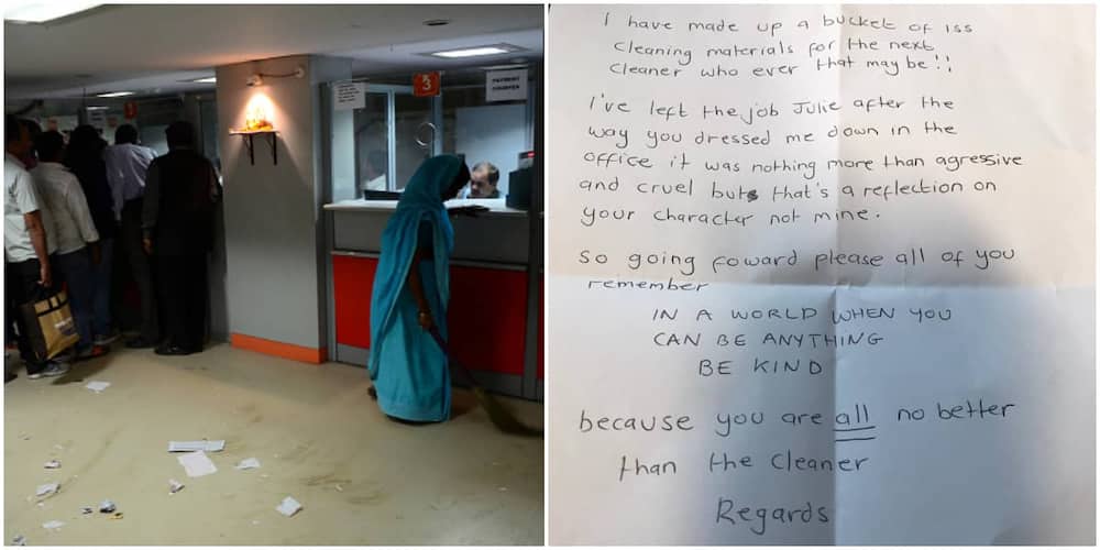 A woman who works as a bank cleaner finally dumps her job after 35 Years. Photo Credit: Ritesh Shukla, @joecousins89/Twitter.
