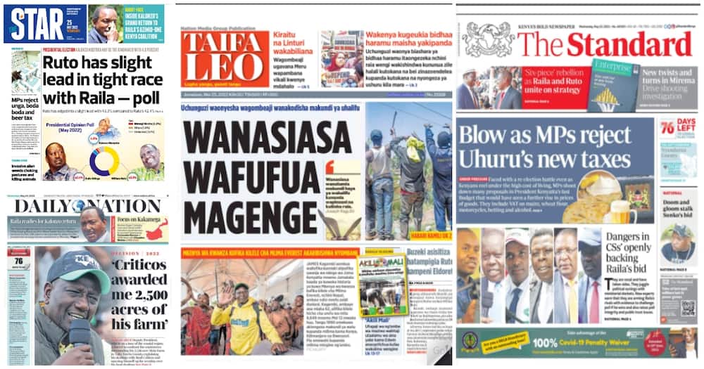 Kenyan Newspapers Review: William Ruto Comes Clean on Ownership of Taita Farm, Says it Was a Gift