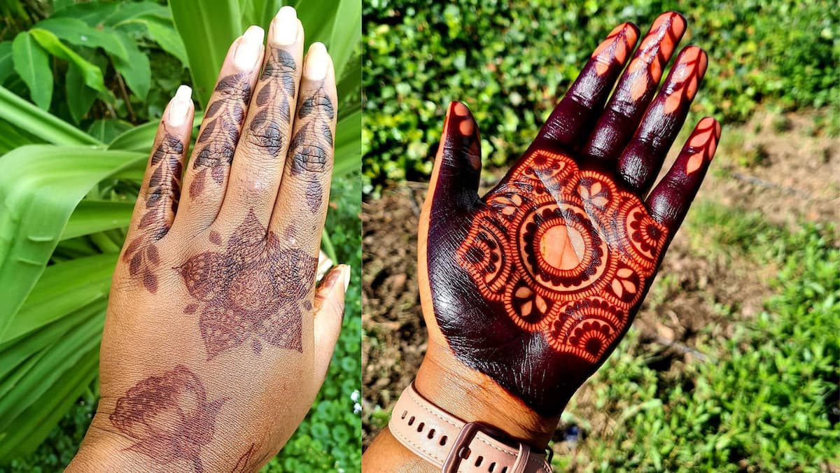 Lahaina Henna Tattoos & Hair Braiding - Floral design topped with glitter..  which lasts for the day✨ Light or dark skin tones, our jagua henna stains  nicely and lasts 7-10 days. Whether