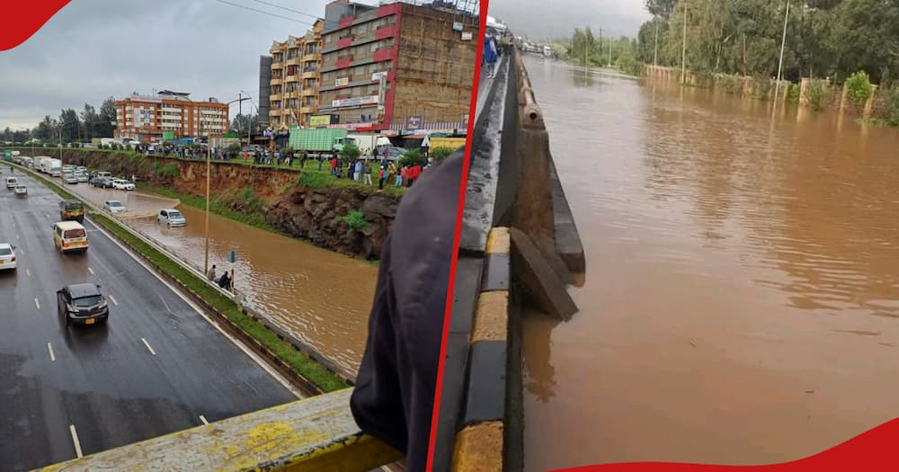 Section of Thika Road which was flooded due to heavy rains.