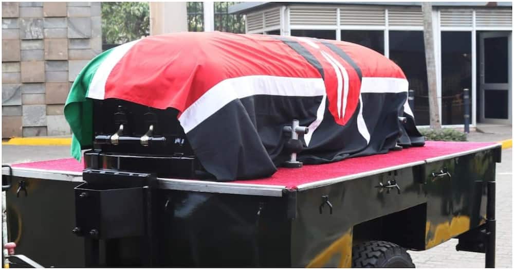 Mwai Kibaki's body. Photo: PDU.