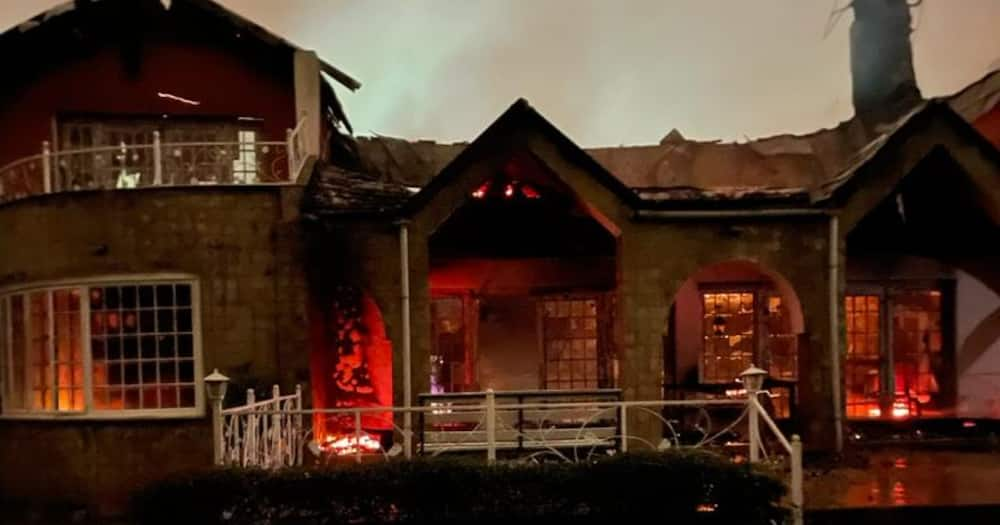 Mutahi Nyunyi's burnt house in Runda. Photo: Mutahi Ngunyi.