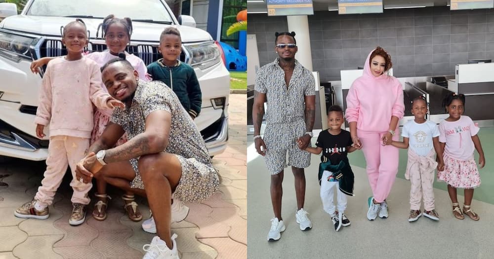 What a Father! Diamond Takes Kids, Zari to Airport After One Week Stay in Tanzania