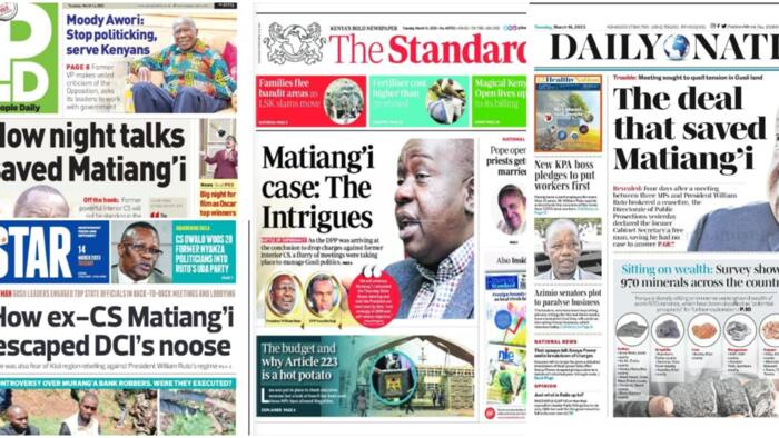 Kenyan Newspapers Review for March 14: Fred Matiang'i Off the Hook After Gusii Leaders' Intervention