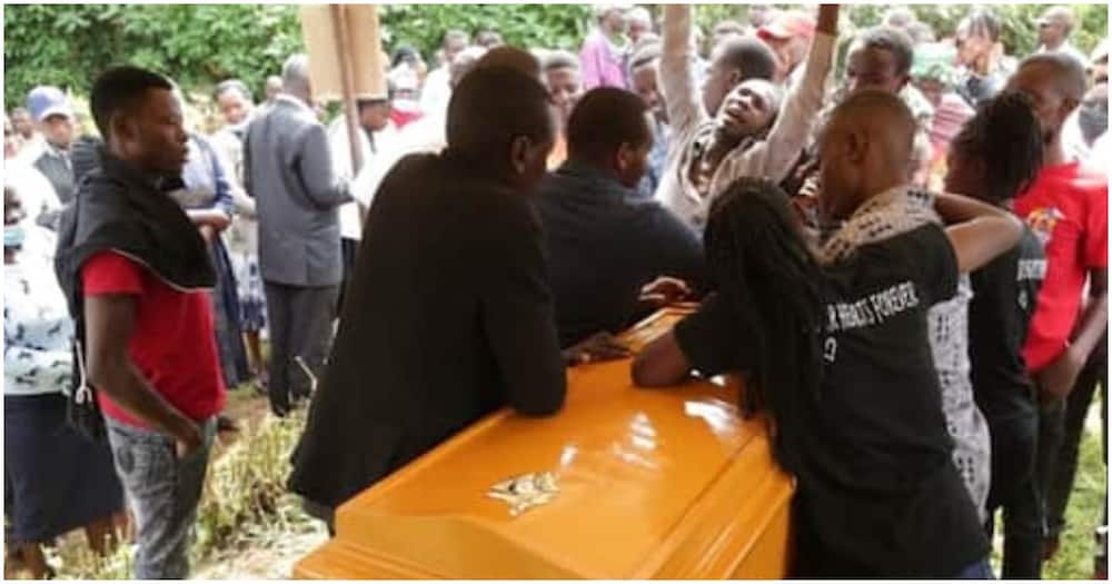 Casket carrying Frank Obegi's remains. Photo: Daily Nation.
