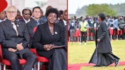 Gladys Shollei, Mzungu Hubby Show up In Matching Black Attires During Kelvin Kiptum's Burial
