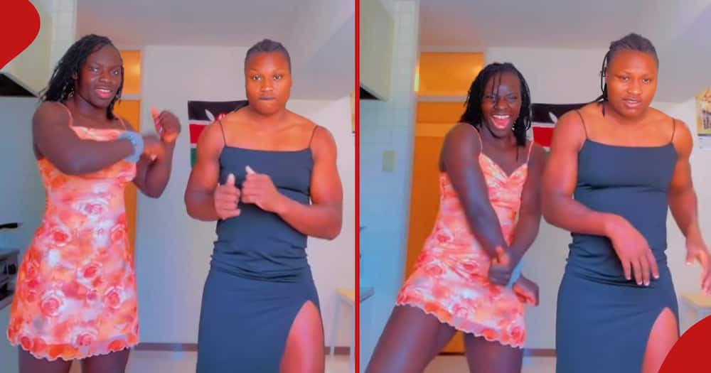 Screen grabs from a video of two female rugby players dancing to an arbantone mix.