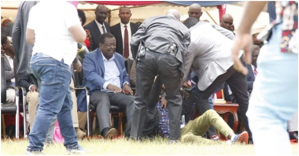 Man whisked away in Nakuru meeting. Photo: Nation.