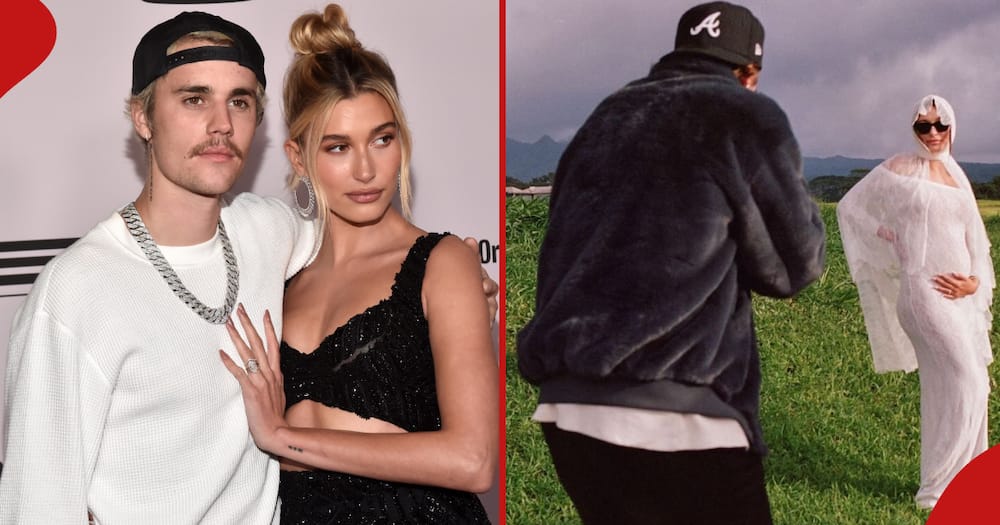Justin Beiber and his wife Hailey pose for a phot at a past event(left). Justin takes a photo of Hailey during the vow renewal ceremony in Hawaii(right).