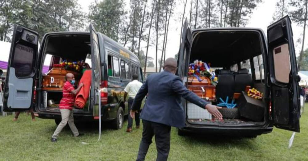 Bodies of the two slain Kianjokoma boys arrive in Embu. Photo: Amnesty Kenya.