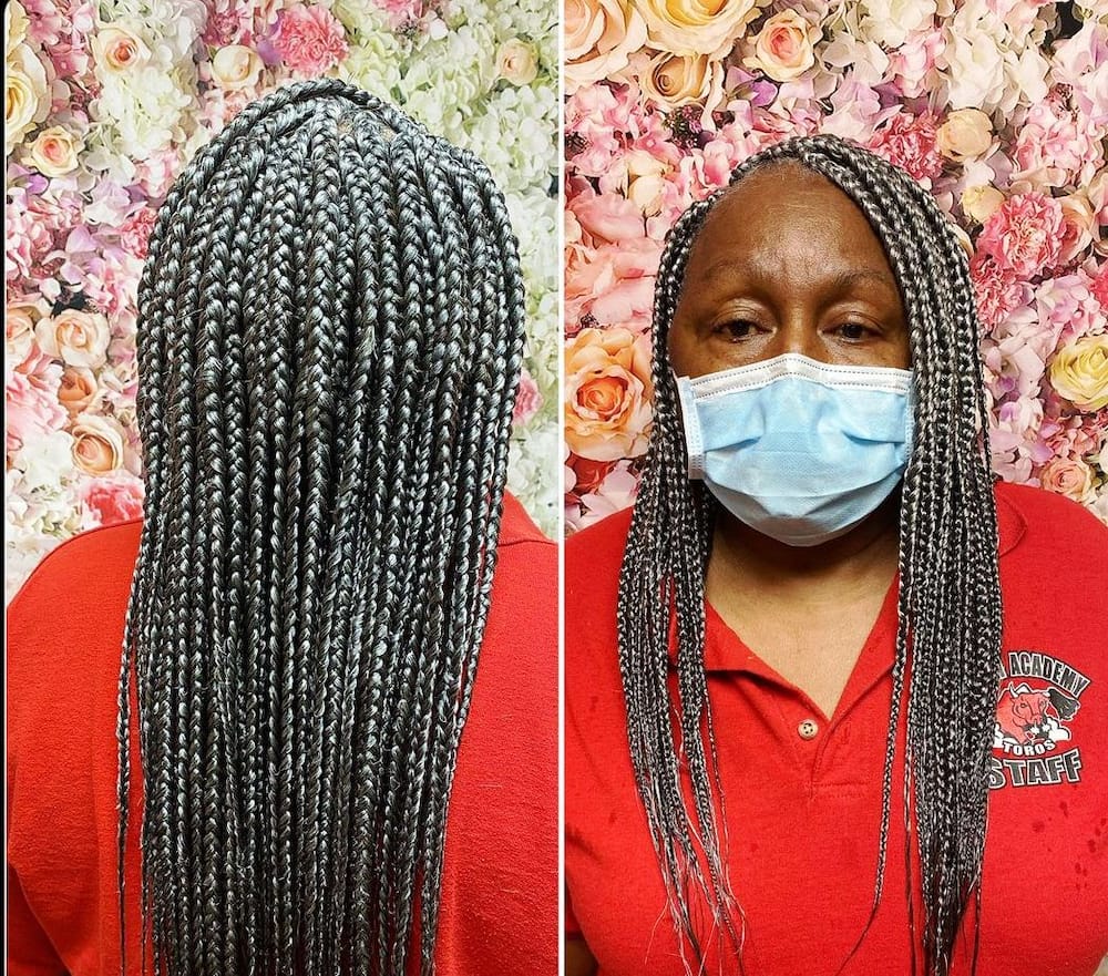 Grey hair braids for over 60 years