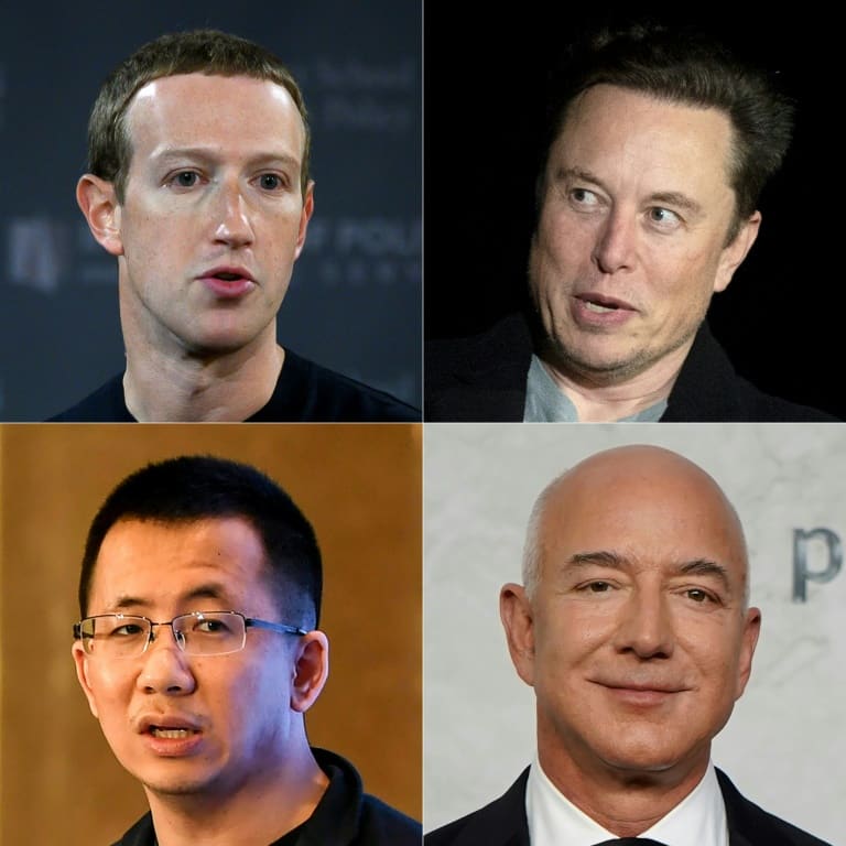 Facebook founder Mark Zuckerberg, Tesla CEO Elon Musk and Amazon founder Jeff Bezos saw their massive fortunes shrink over 2022, while Zhang Yiming bucked the trend with a rising share price of his company, TikTok-parent Bytedance