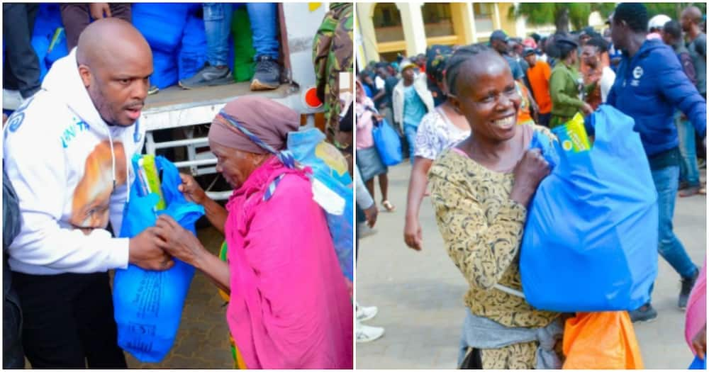 Jalang'o with residents in Lang'ata.