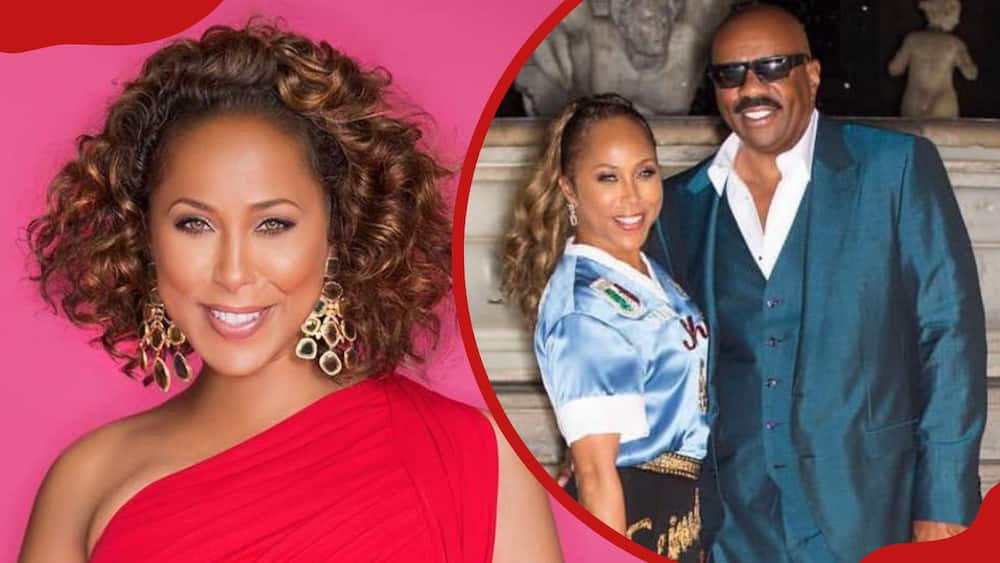 A collage of Marjorie Harvey and Marjorie Harvey with Steve Harvey
