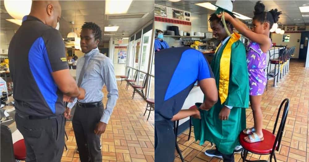 Kind Restaurant Boss Refuses to Let Employee Skip Graduation for Work, Helps Him Dress Up