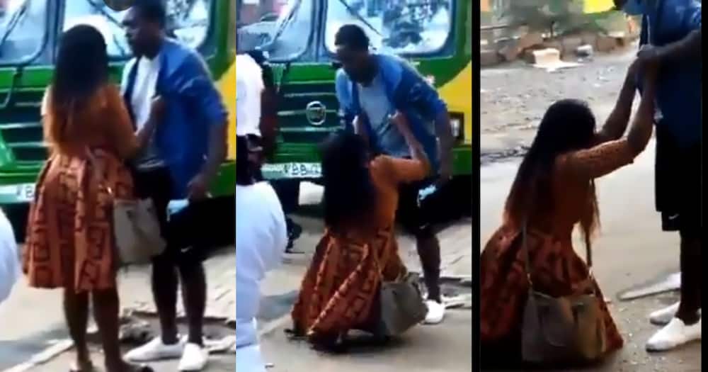 Video of Nairobi woman kneeling, sobbing to beg a man elicits reactions online