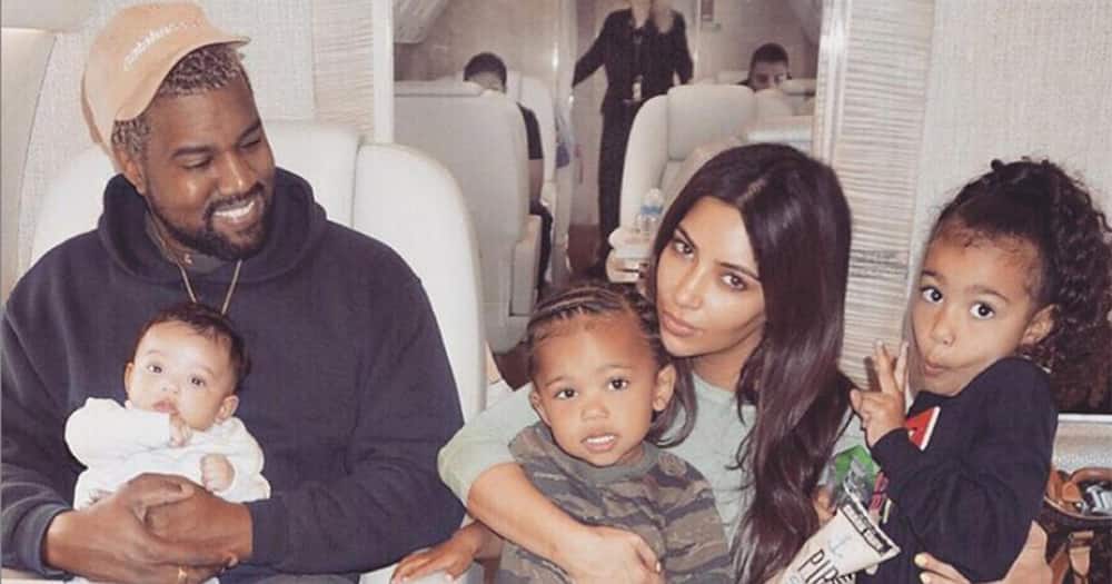 Kanye West, Kim Kardashian and their children.