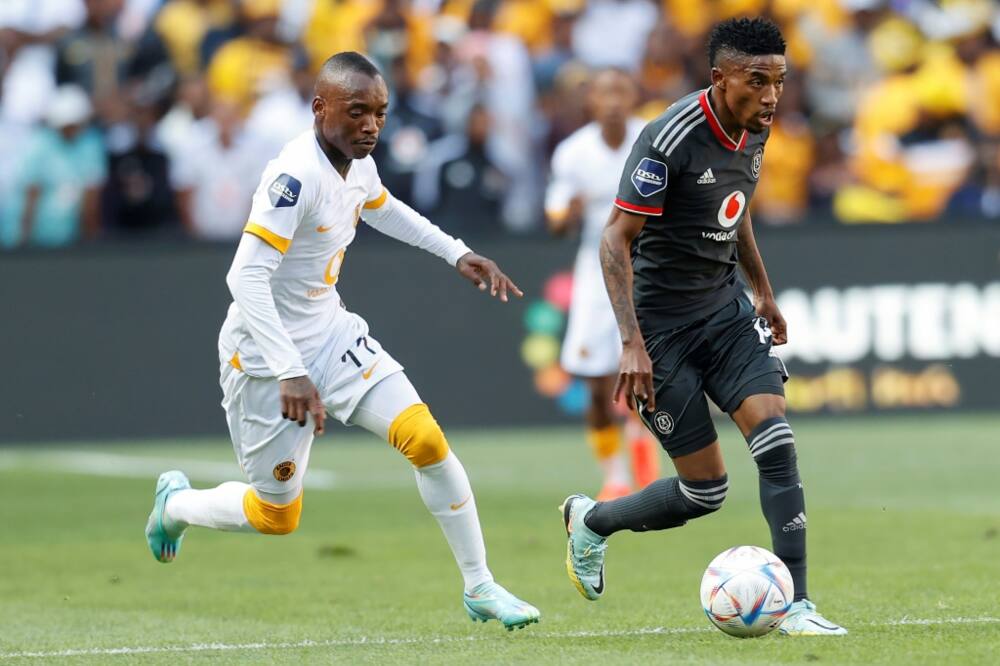Monnapule Saleng (R) scored to give Orlando Pirates a 1-0 victory over AmaZulu in the South African MTN 8 final on November 5, 2022.
