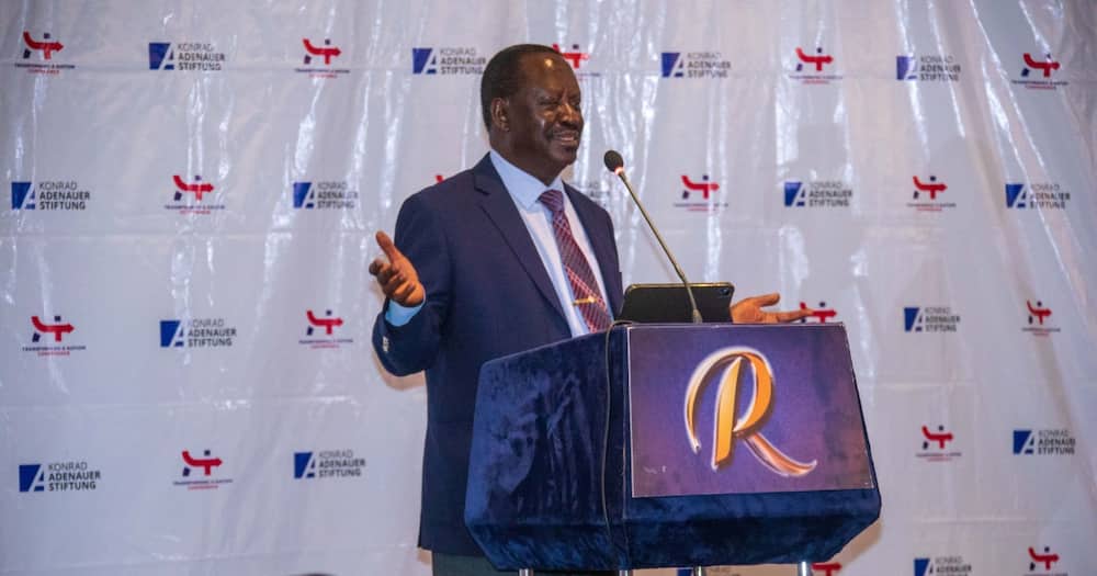 Raila Odinga speaks during a conference on Friday.