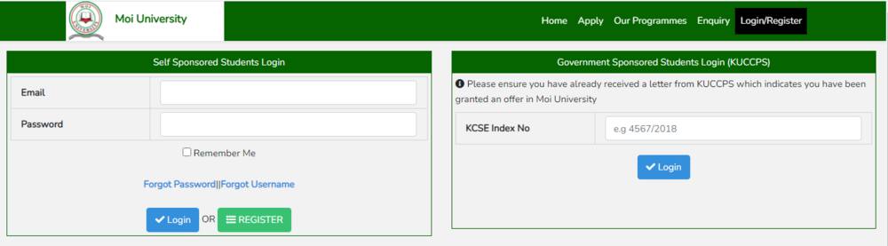 Moi University student portal admission letters