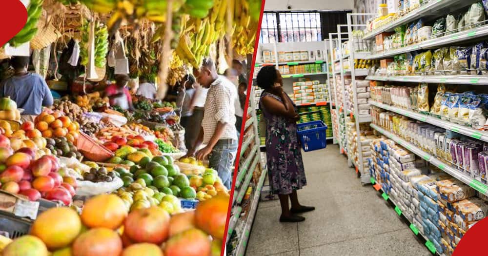 Grocery store and supermarket hall in Kenya.