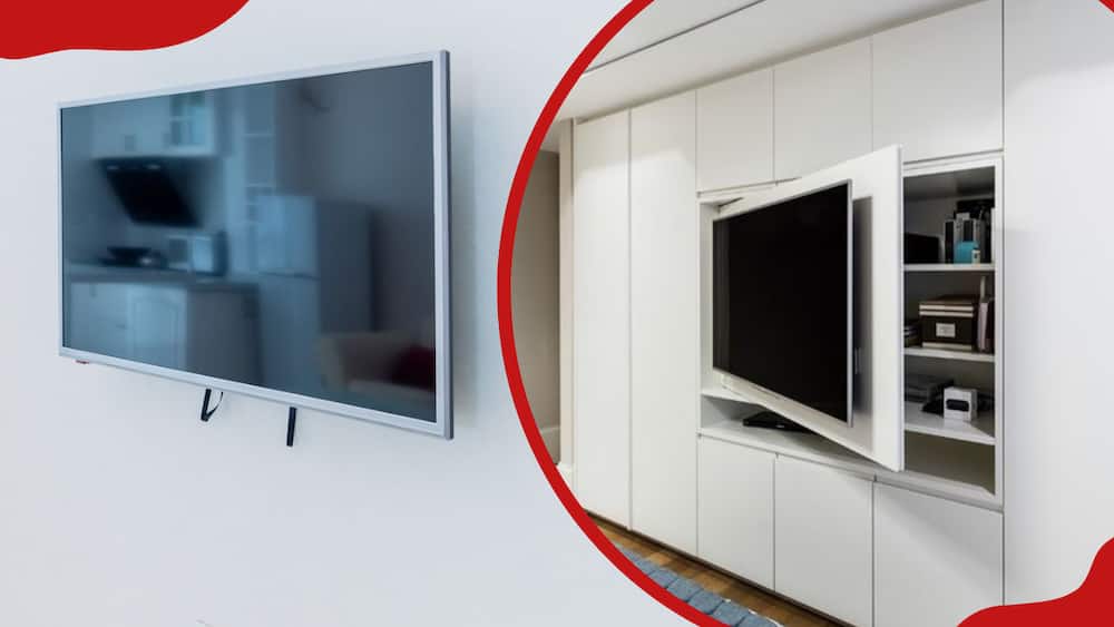 TV wall mount design (L) and hidden storage