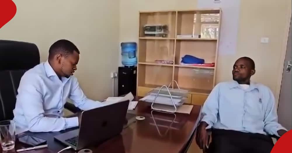 Elphus Musisa in a contractor's office in Nakuru.