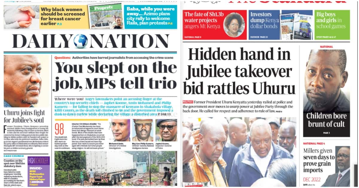 Kenyan Newspapers Review: Uhuru Kenyatta Storms Jubilee Headquarters To ...