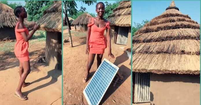 Lady acquires solar panel for thatched house