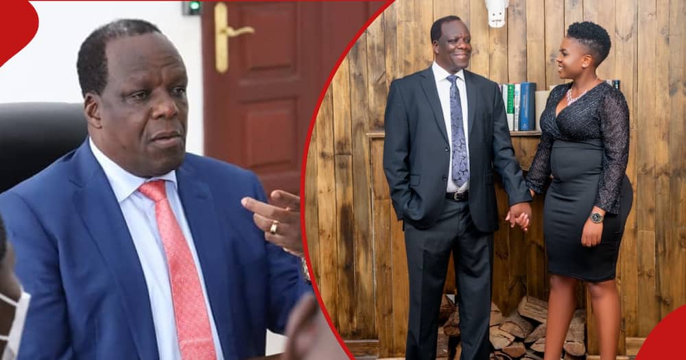 Wycliffe Oparanya (l) in his office, Oparanya (r) poses for a photo with his alleged partner, Mary Biketi.