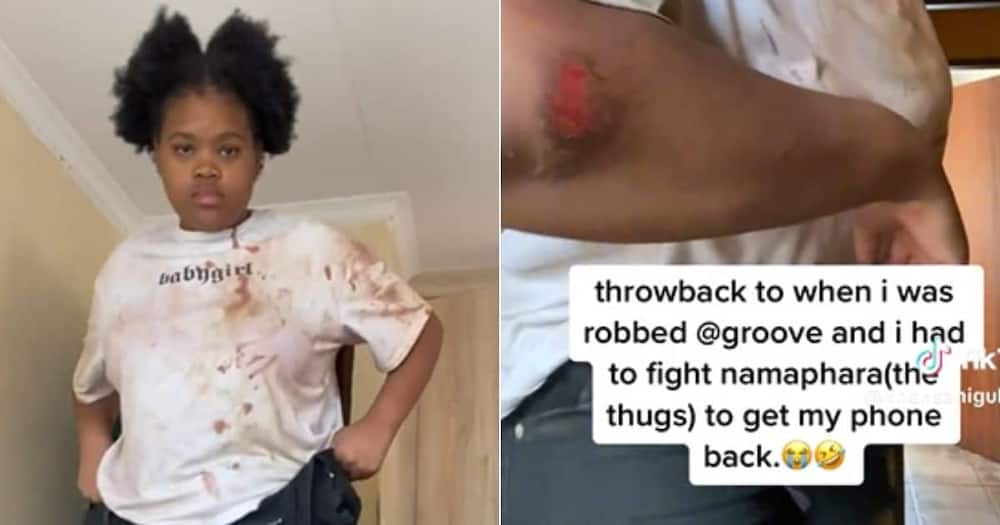 SA woman on TikTok shows she fought robbers for phone
