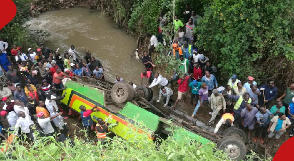 The matatu owned by NABOKA Sacco plunged into the Mbagathi River killing eight people.