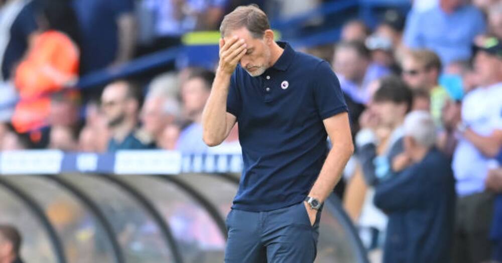 Chelsea manager Thomas Tuchel reacts during the Premier League match between Leeds United and Chelsea FC at Ell