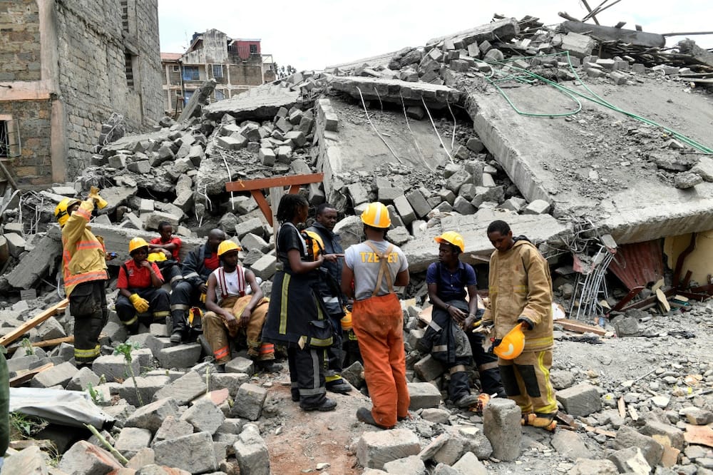 The building was under construction when it suddenly caved in on Monday in a town on the outskirts of Nairobi
