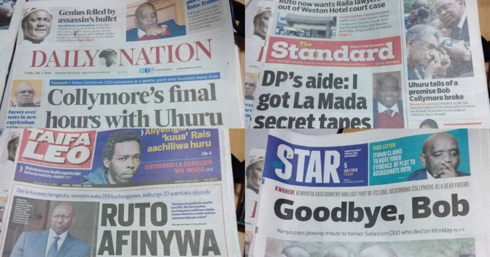 Magazeti ya Kenya Ijumaa, Julai 5: Dennis Itumbi kufichua video ya mkutano wa La Mada