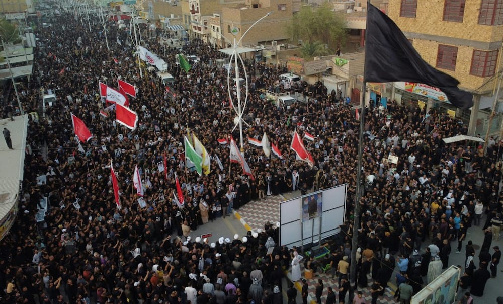 Supporters of Shiite cleric Moqtada Sadr gather in the city of Nasiriyah in Iraq's southern Dhi Qar province