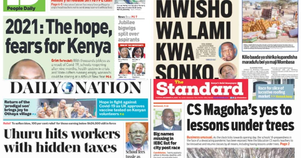 Kenyan newspapers review for December 31: Miguna's name missing in race for Nairobi governor