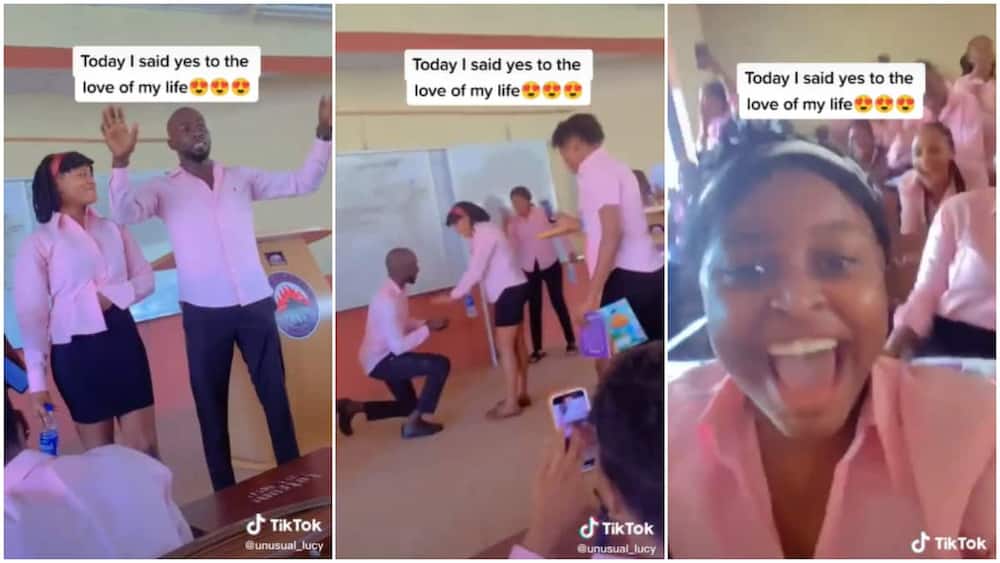 Marriage proposals in public/Nigerian lady jumped for joy.