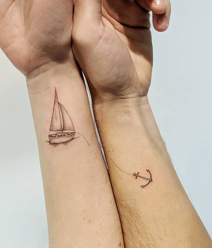 matching anchor tattoos for sisters