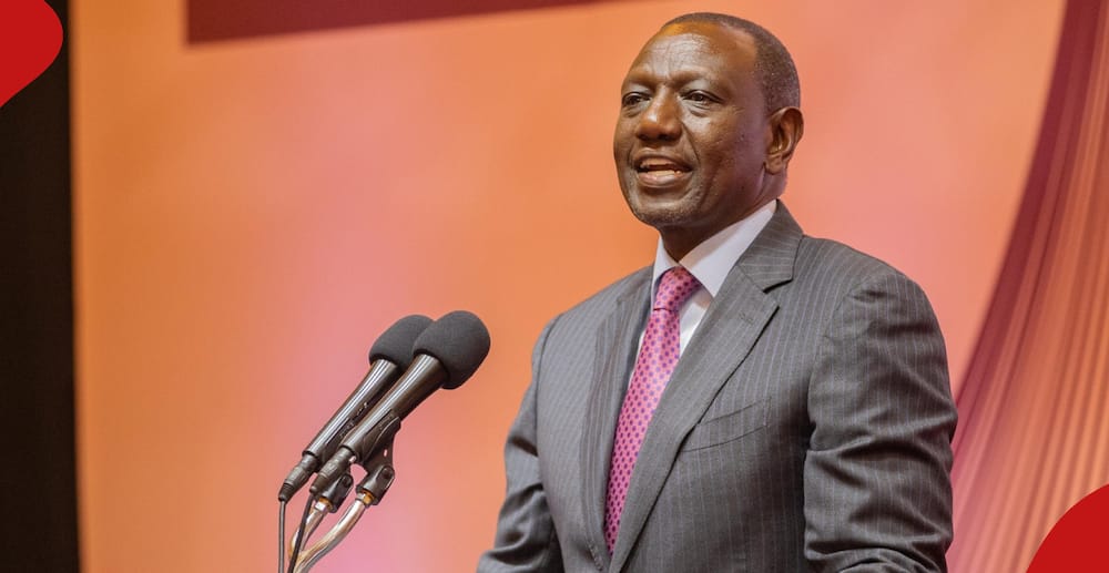 President William Ruto speaks at a women caucus on Thursday, March 7.
