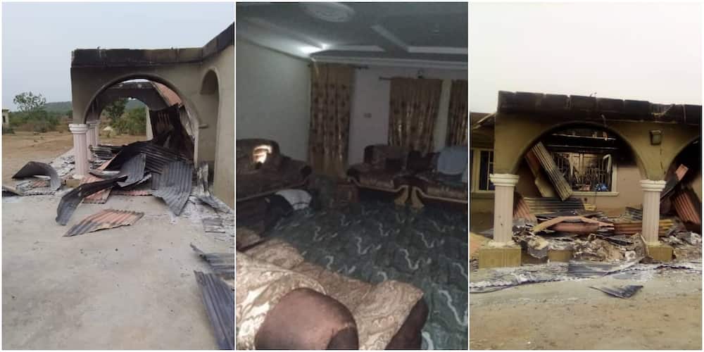 Lady cries out as hoodlums set her father's house ablaze, seeks Nigerians' help after losing everything