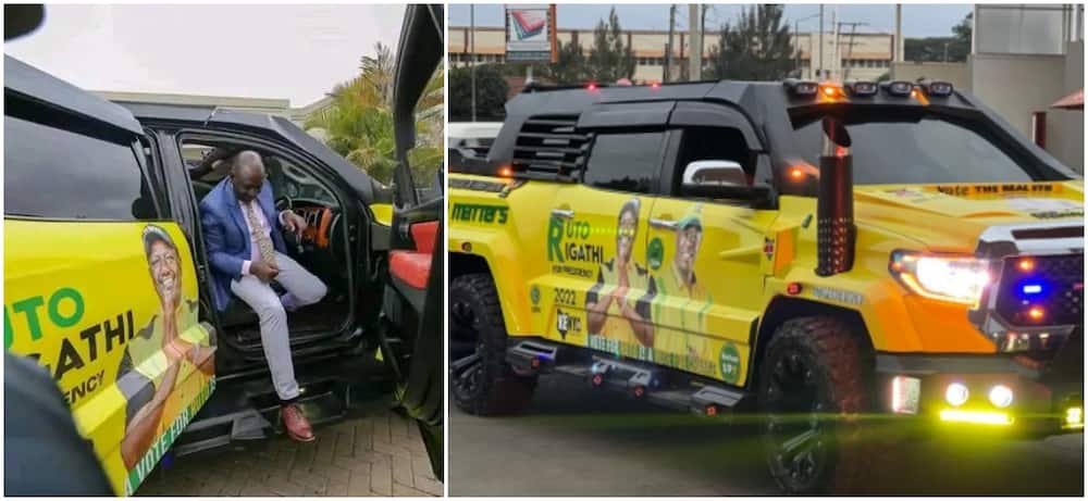 Ruto in his new campaign truck.